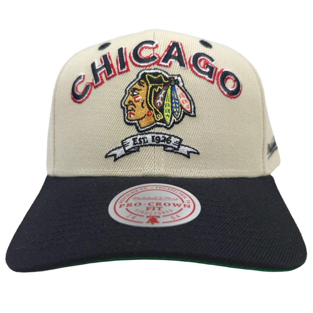 Chicago Blackhawks Mitchell & Ness NHL Pro Fit Snapback Hat Cap 6X Champs NWT
